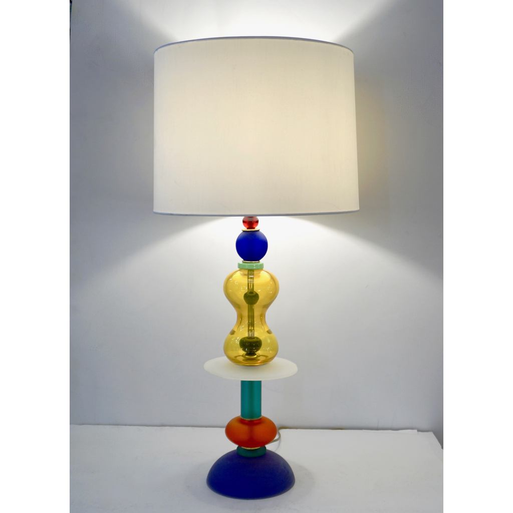Postmodern Italian Memphis Design Yellow Red Green Blue White Murano Glass Lamps