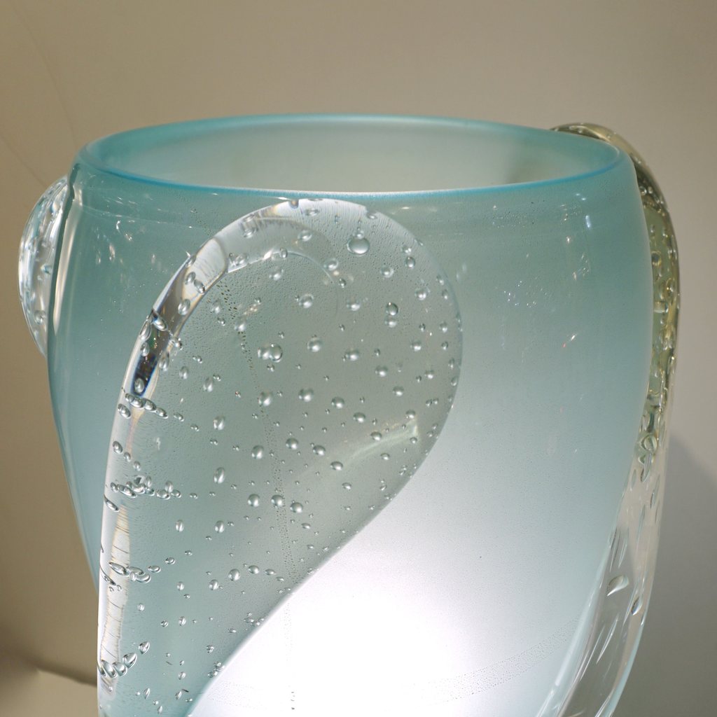 Barovier Toso Contemporary Italian Modern Aqua Blue Murano Glass Organic Lamp