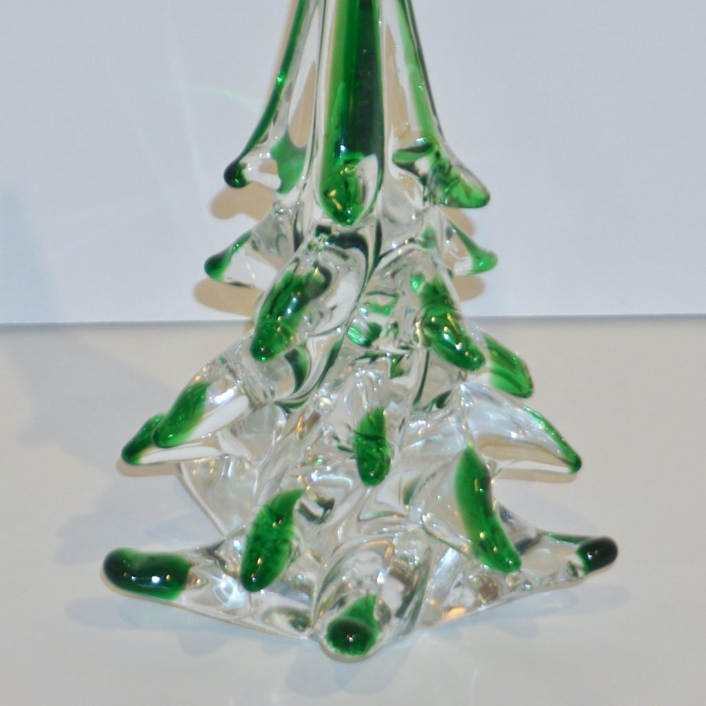 Cenedese 1980 Italian Modern Forest Green Spike Murano Glass Tree Sculpture