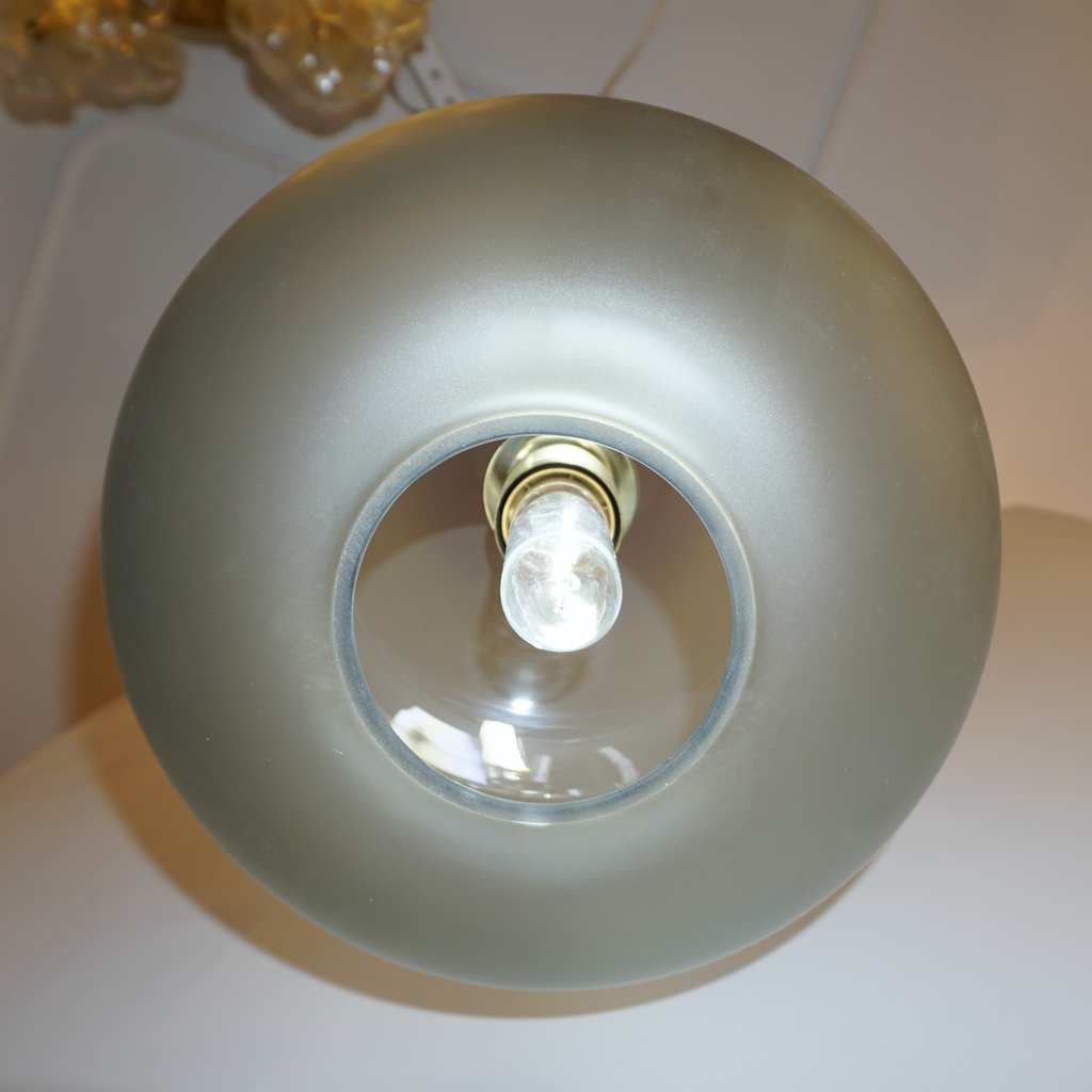 Bespoke Italian Organic Amethyst Gray Green Murano Glass Brass Pendant Light