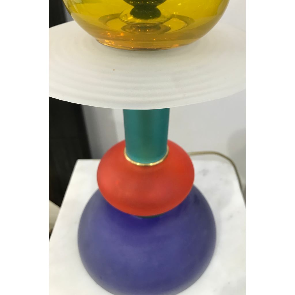 Postmodern Italian Memphis Design Yellow Red Green Blue White Murano Glass Lamps