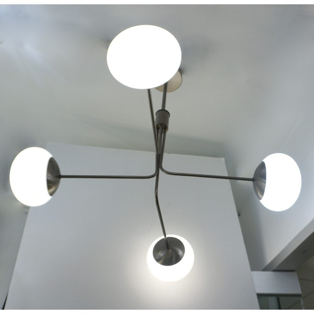 Contemporary Italian Oil Rubbed Bronze White Murano Glass 4-Globe Chandelier