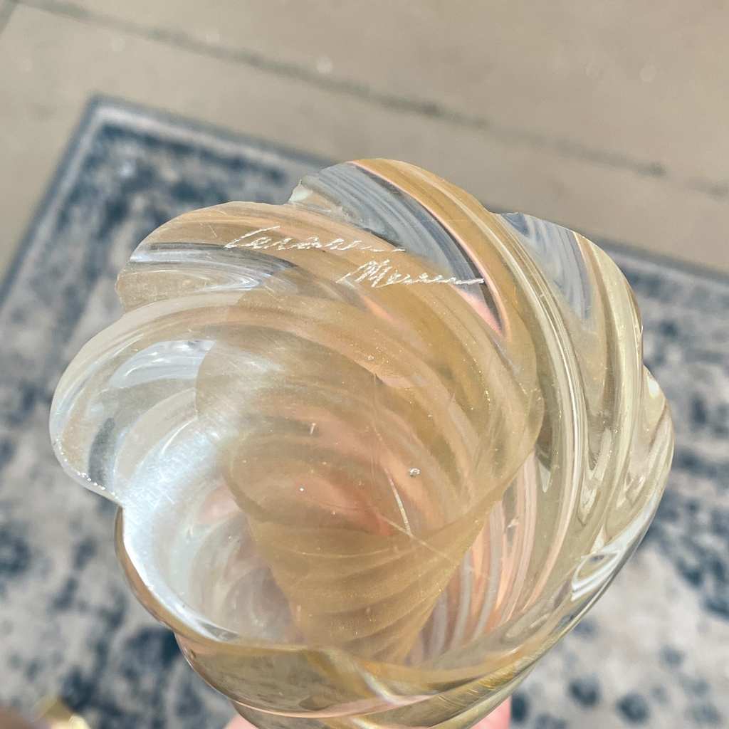 Cenedese 1980s Italian Modern 24K Gold Dust Crystal Murano Glass Tree Sculpture