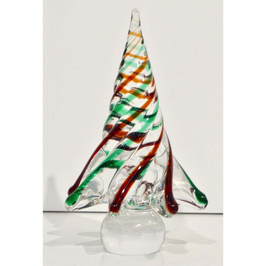 Vtg Art on sale Glass Murano Glass Christmas Tree Red Green Swirl Branches Collectors