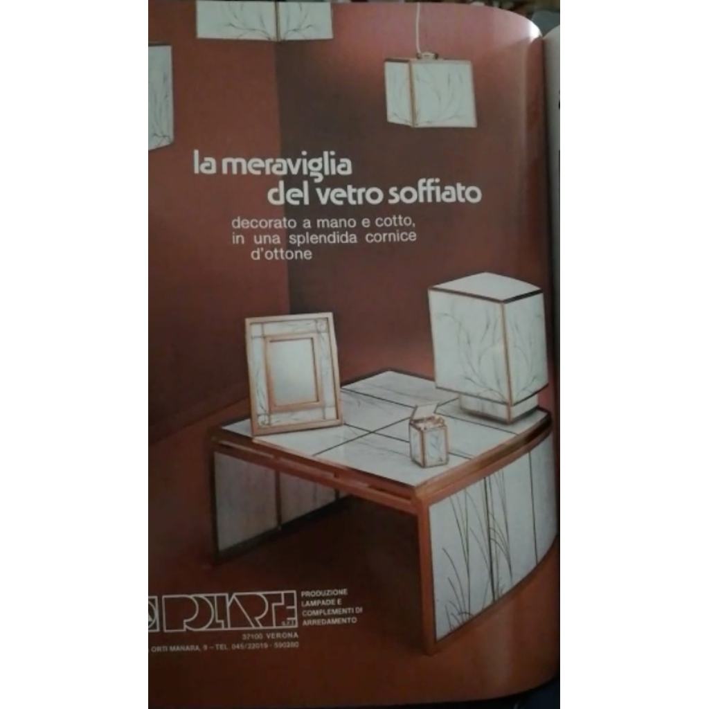 Poliarte 1960s Italian Feather Reed Grass & Bamboo Decor White Glass Brass Lamp