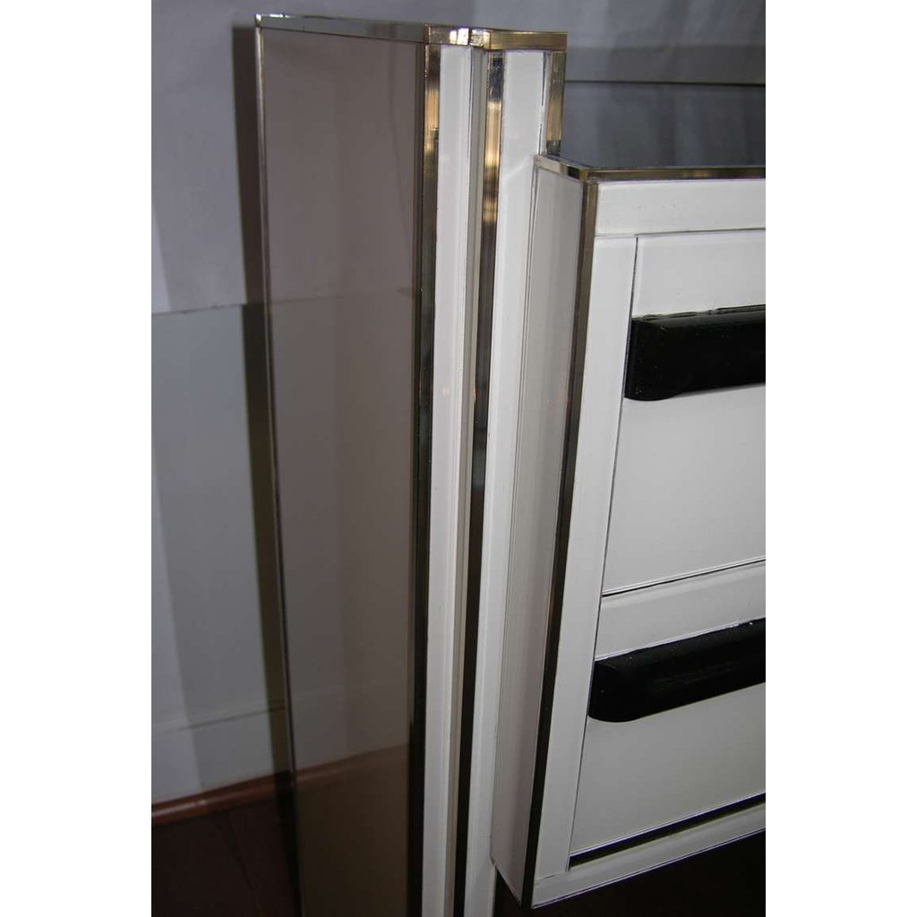 1970s Italian Design Floating Ivory White and Black Chest or Side Table/Console - Cosulich Interiors & Antiques