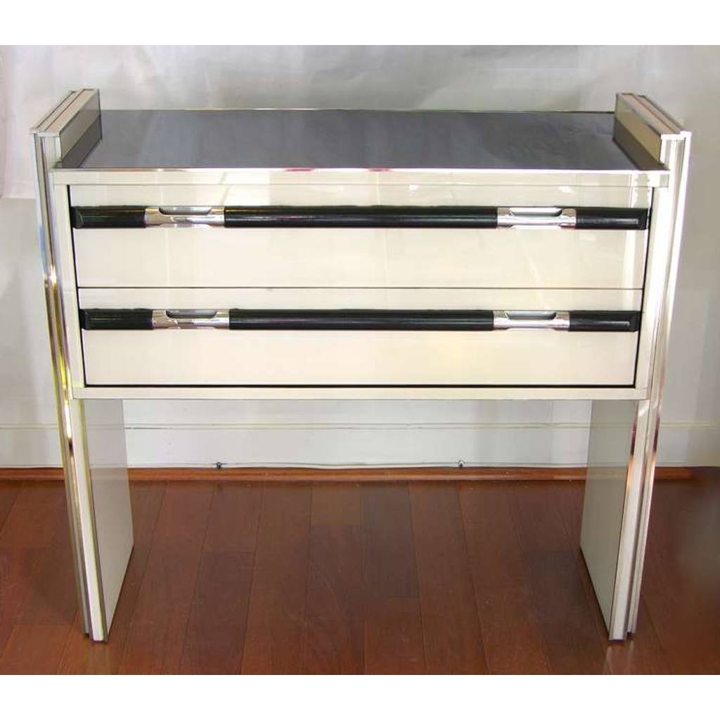 1970s Italian Design Floating Ivory White and Black Chest or Side Table/Console - Cosulich Interiors & Antiques
