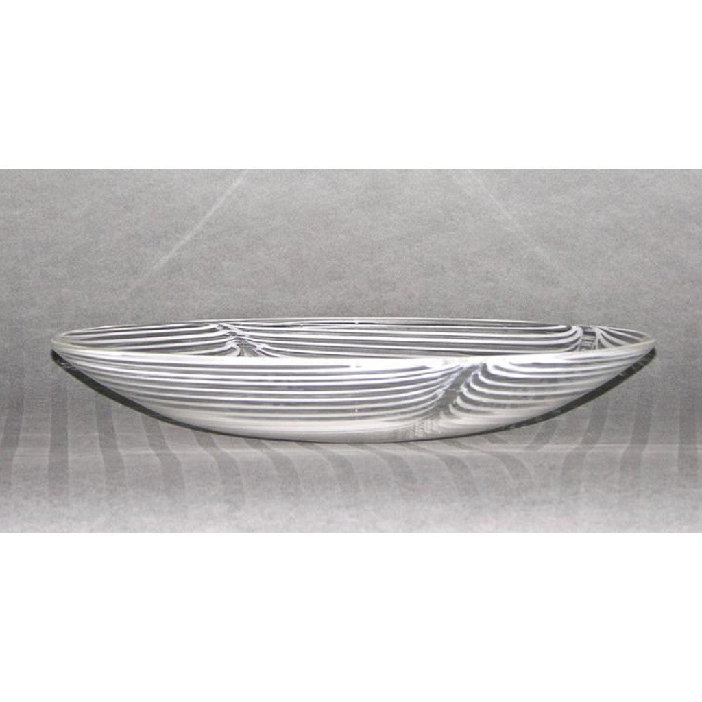 Formia 1970 Modern Italian Crystal Murano Glass Centerpiece with White Filigrana