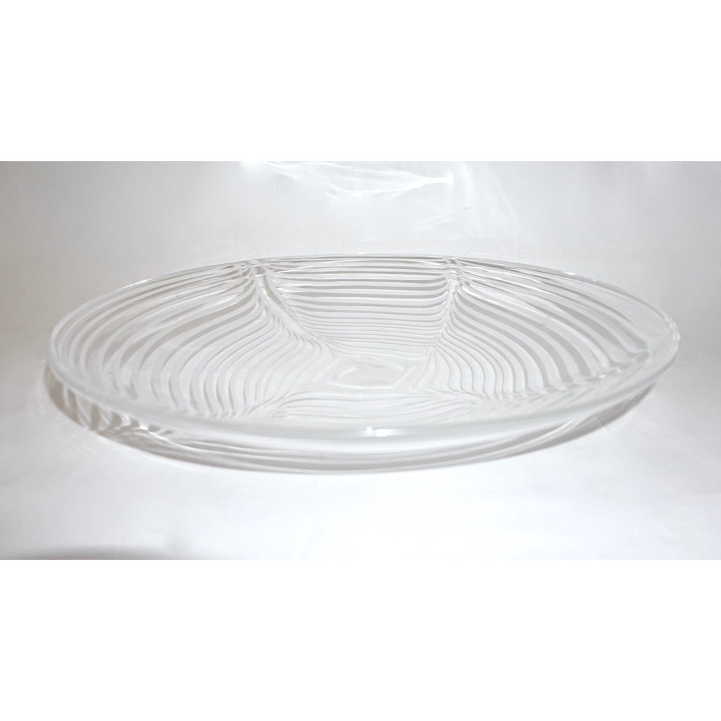 Formia 1970 Modern Italian Crystal Murano Glass Centerpiece with White Filigrana