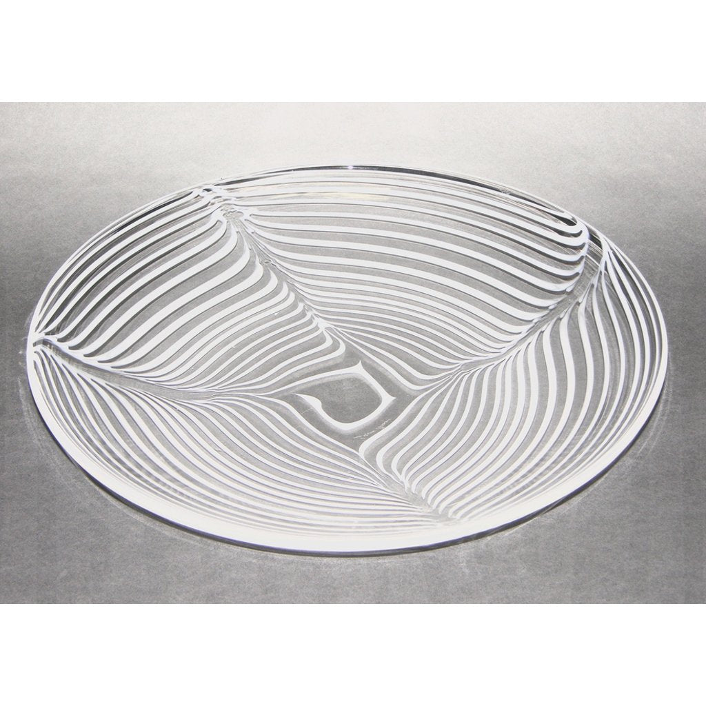 Formia 1970 Modern Italian Crystal Murano Glass Centerpiece with White Filigrana