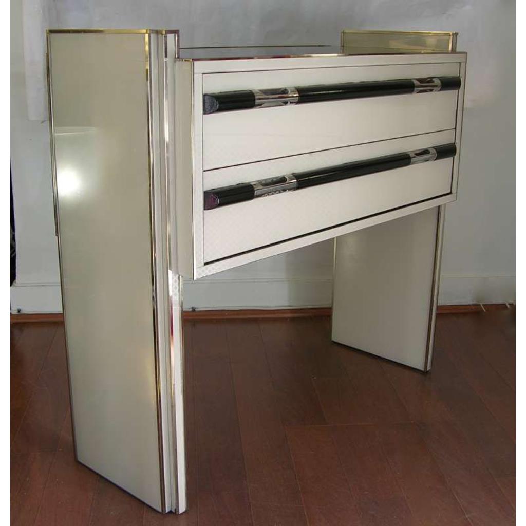 1970s Italian Design Floating Ivory White and Black Chest or Side Table/Console - Cosulich Interiors & Antiques