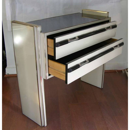 1970s Italian Design Floating Ivory White and Black Chest or Side Table/Console - Cosulich Interiors & Antiques