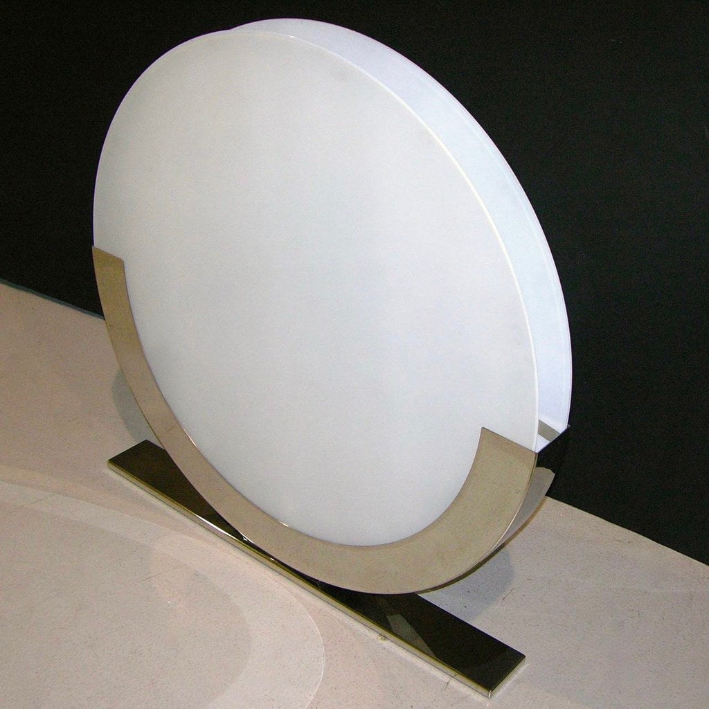 Monumental Italian Design White and Chrome Round Floor or Table Lamps