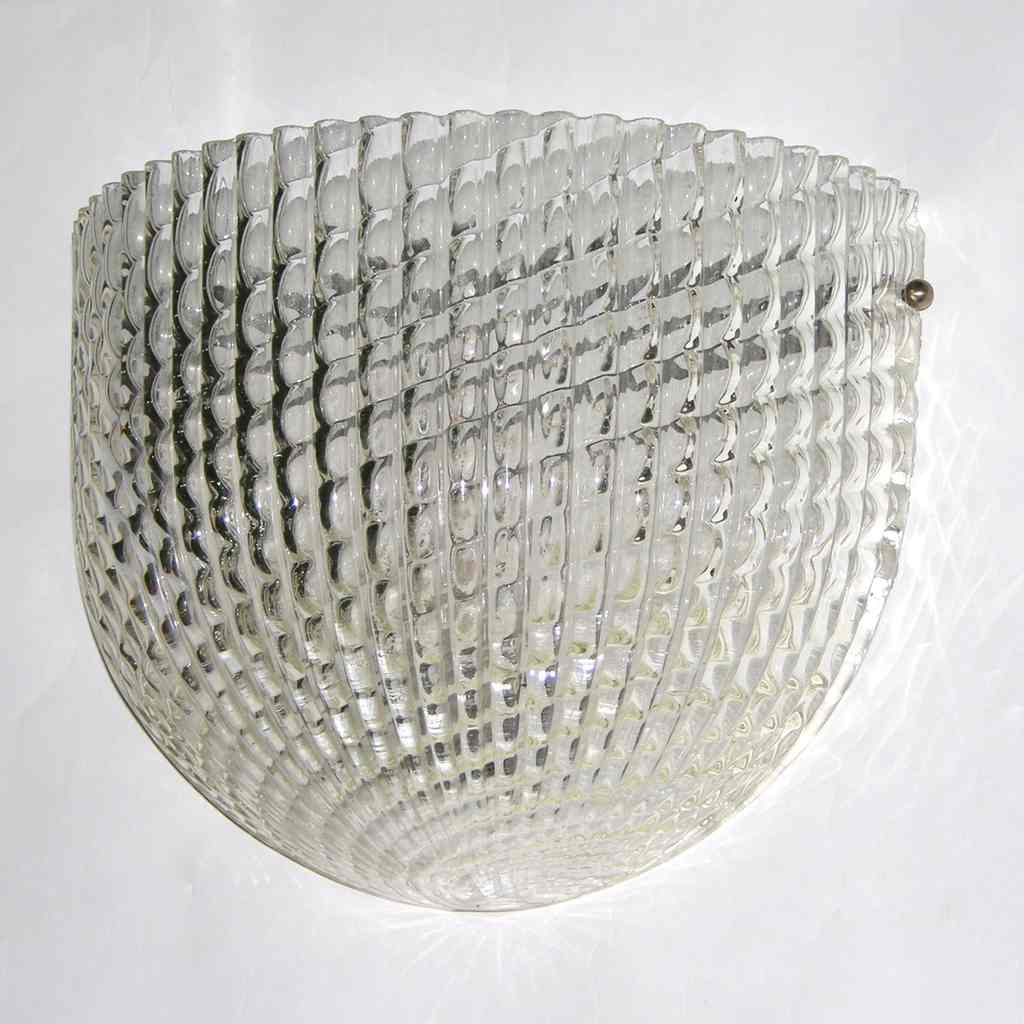 1950 Crystal Textured Murano Glass Sconces attributed to Barovier Toso - Cosulich Interiors & Antiques