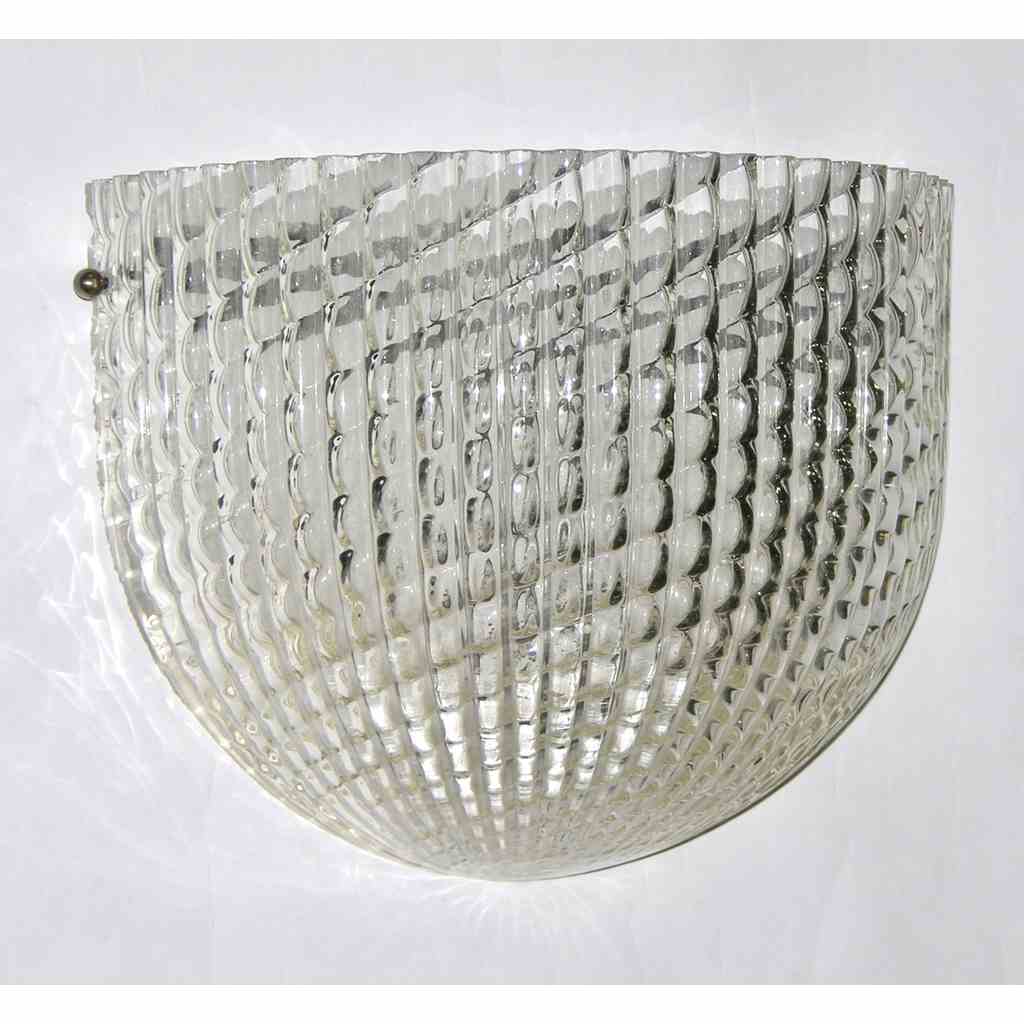 1950 Crystal Textured Murano Glass Sconces attributed to Barovier Toso - Cosulich Interiors & Antiques