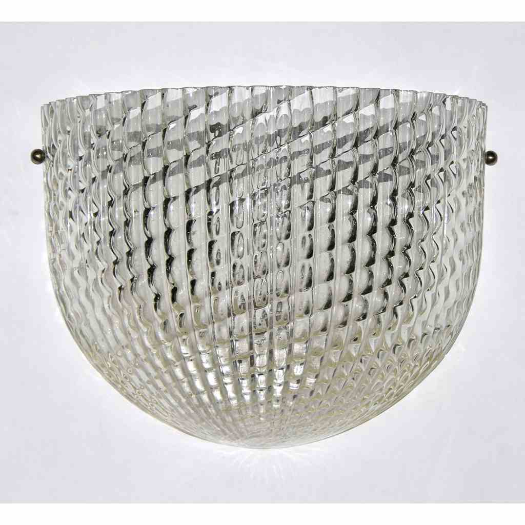 1950 Crystal Textured Murano Glass Sconces attributed to Barovier Toso - Cosulich Interiors & Antiques