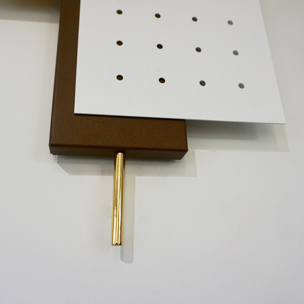 Italian Modernist Gold White & Brown Geometric Textured Metal & Glass Sconces