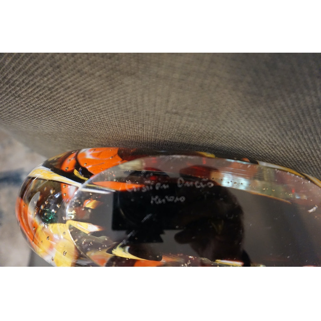 Cristian Onesto 2000s Crystal Black Red Cream White Murano Glass Organic Vase