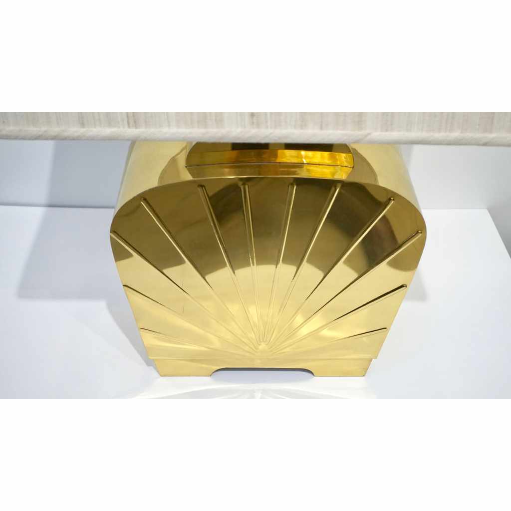 1970s Chapman Vintage Art Deco Design Pair of Hollywood Regency Gold Brass Table Lamps