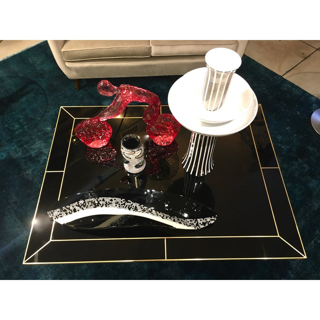 Contemporary Italian Black and White Murano Art Glass Mosaic Curved Centerpiece