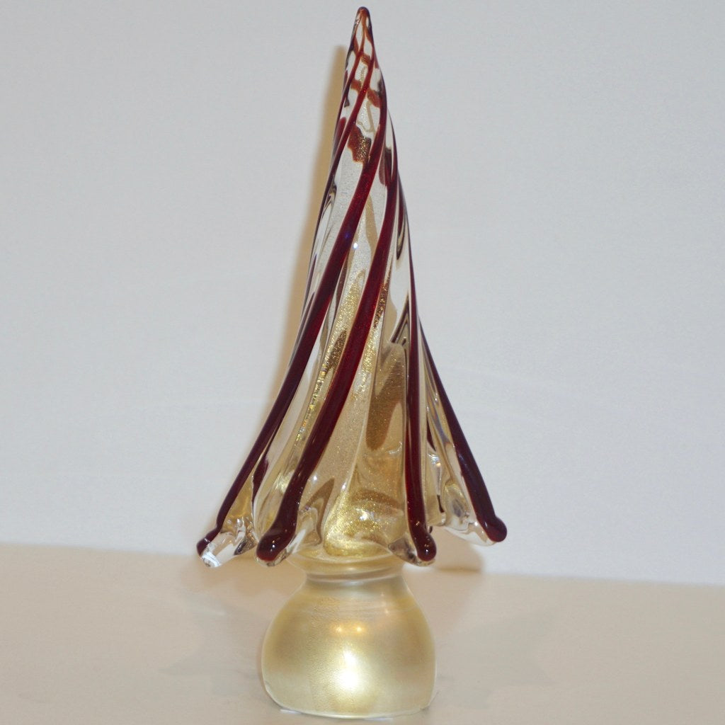 Formia Italian Vintage Wine Red Gold Murano Glass Christmas Tree Sculpture