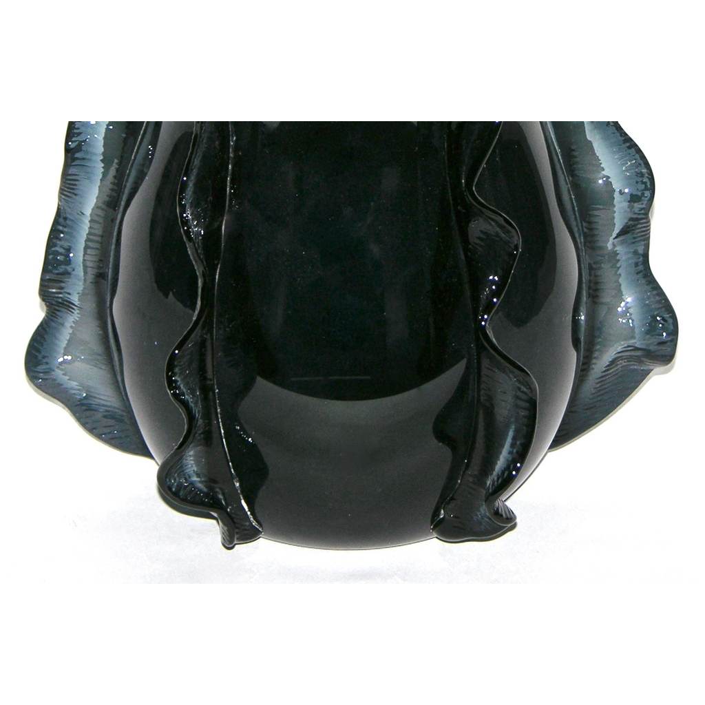 Formia 2009 Italian Organic Avio Navy Blue Murano Glass Curved Modern Vase