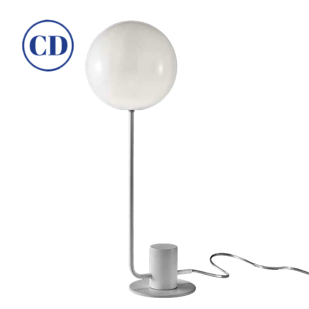 Contemporary Italian Modern Minimalist White Lacquer & Glass Balloon Table Lamp