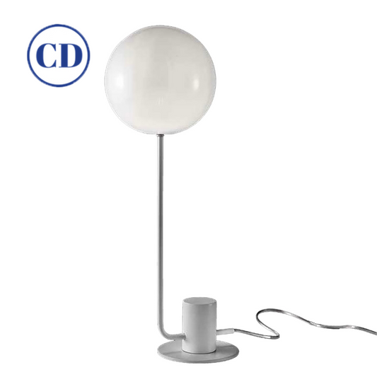 Contemporary Italian Modern Minimalist White Lacquer & Glass Balloon Table Lamp