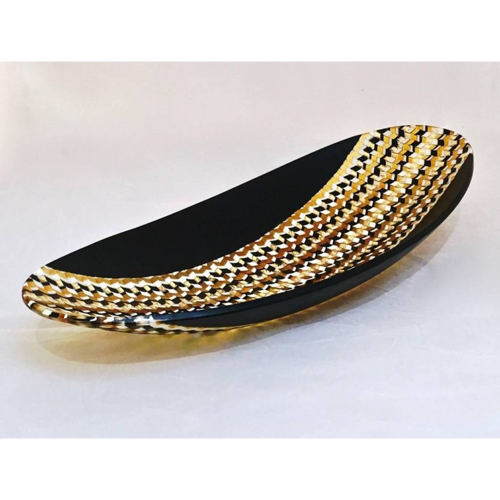 Italian Art Deco Design Black White and Gold Murano Glass Modern Centerpiece - Cosulich Interiors & Antiques