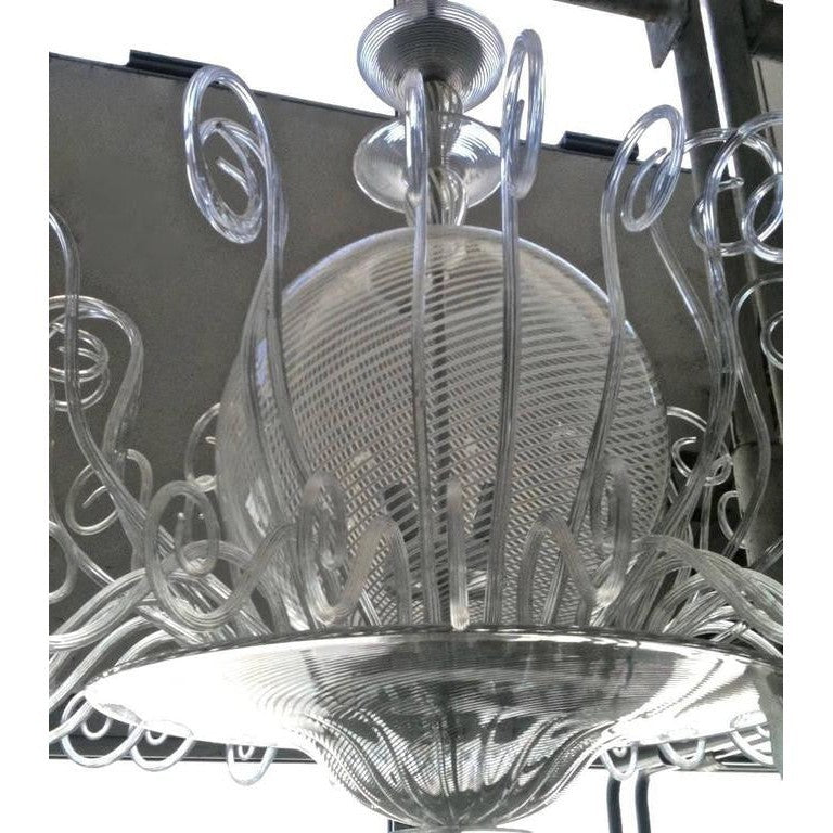 Seguso 1950 Italian Vintage White & Crystal Clear Murano Glass Chandelier