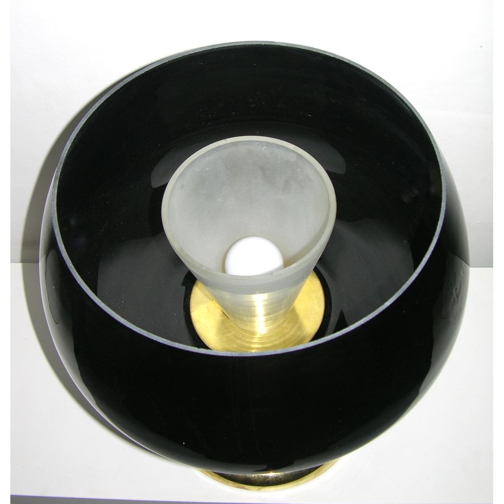 Seguso Vetri d'Arte Italian Grand Pair of Brass & Black Murano Glass Lamps - Cosulich Interiors & Antiques