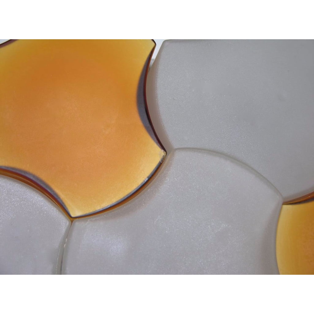 Martinelli Luce 1963 Rare Pair of White and Orange Glass Wall or Flush Lights - Cosulich Interiors & Antiques