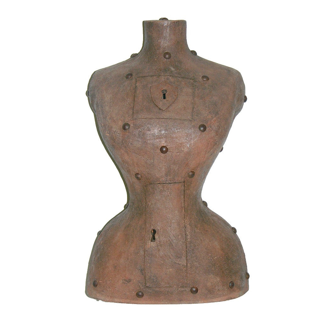 Contemporary Italian Sculpture of a Modern Bust in Brown Terracotta with Keyholes - Cosulich Interiors & Antiques