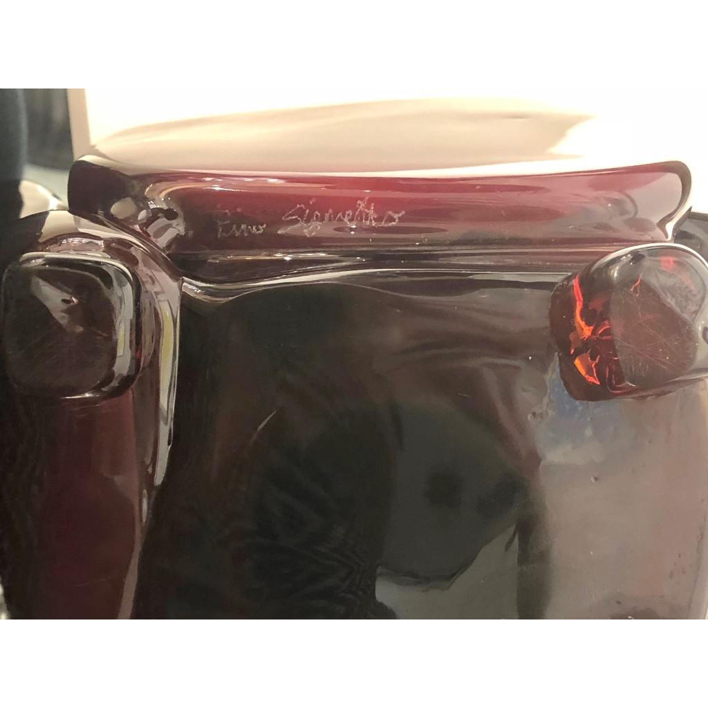 Pino Signoretto 1980s Italian Burgundy Red Murano Glass Miniature Armchair - Cosulich Interiors & Antiques