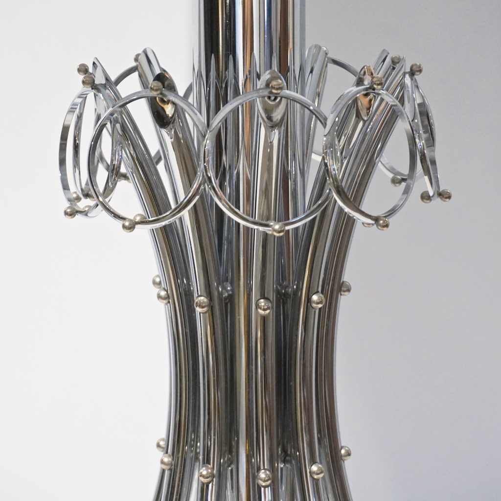 1970s Italian Vintage Tall Pair of Organic Nickel Table Lamps with Pendant Rings - Cosulich Interiors & Antiques