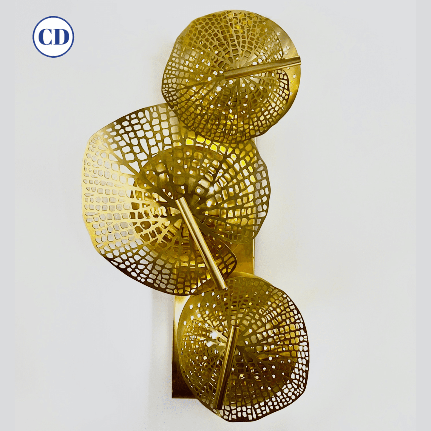 Contemporary Bespoke Organic Italian Art Design Perforated Brass Leaf Sconce