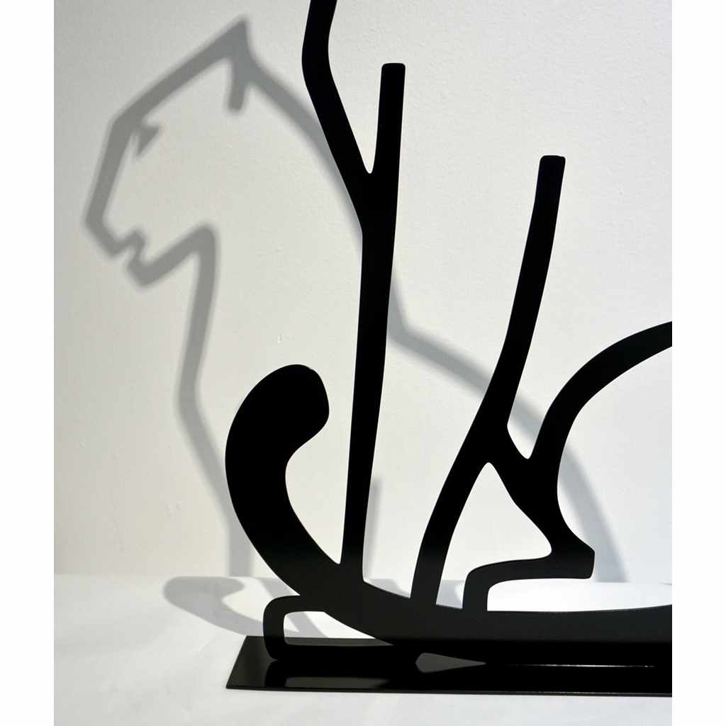 1980 Italian Minimalist Design Black Lacquered Iron Panther Silhouette Sculpture - Cosulich Interiors & Antiques