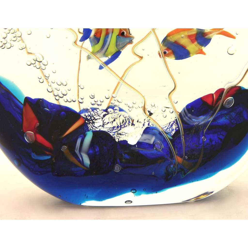 Alberto Dona 1980 Modern Blue Red Yellow Green Murano Glass Aquarium Sculpture - Cosulich Interiors & Antiques