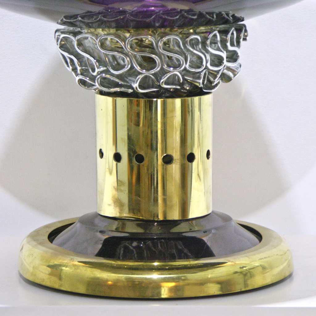 Seguso Vetri d'Arte Italian Grand Pair of Brass & Black Murano Glass Lamps - Cosulich Interiors & Antiques