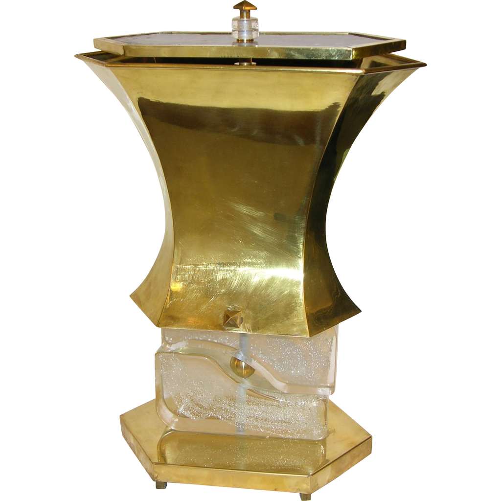 Gucci 1980s Italian Pair of Modern Gold Brass and Glass Lamps - Cosulich Interiors & Antiques