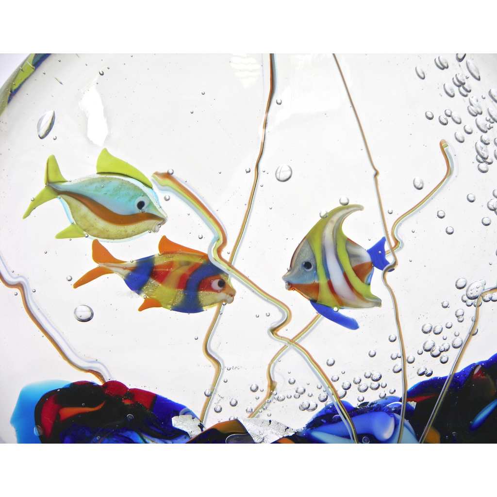 Alberto Dona 1980 Modern Blue Red Yellow Green Murano Glass Aquarium Sculpture - Cosulich Interiors & Antiques