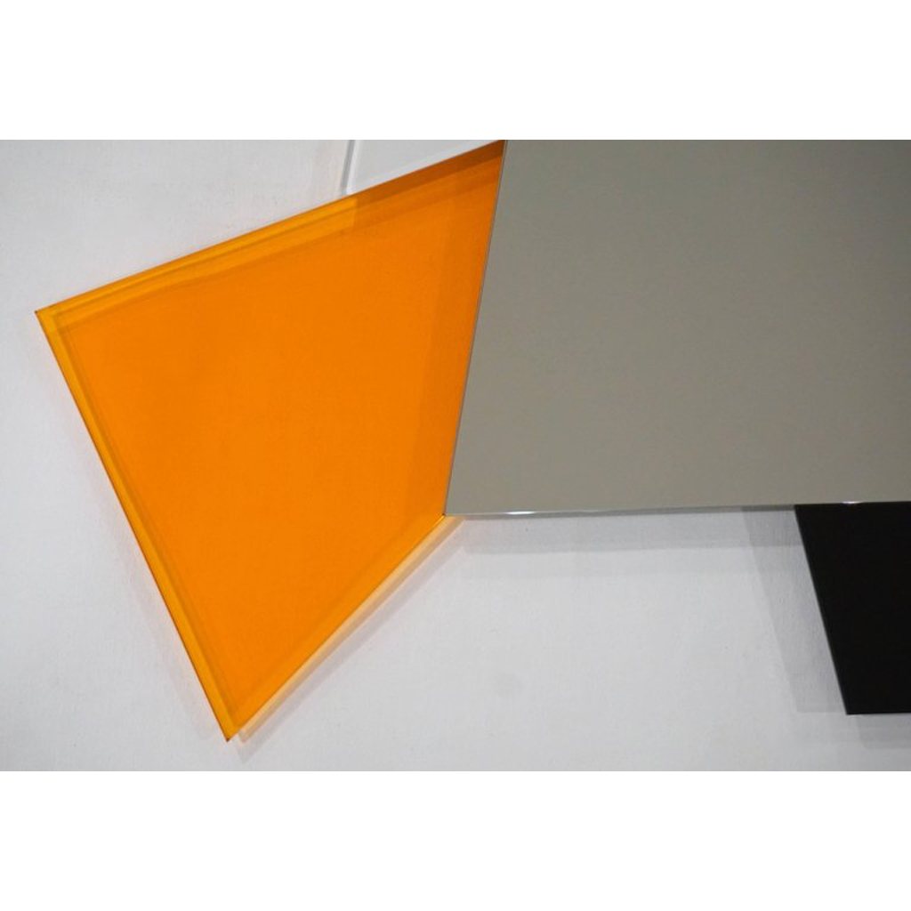 Ettore Sottsass 2007 Geometric Prism Black White Orange Mirror for Glas Italia - Cosulich Interiors & Antiques
