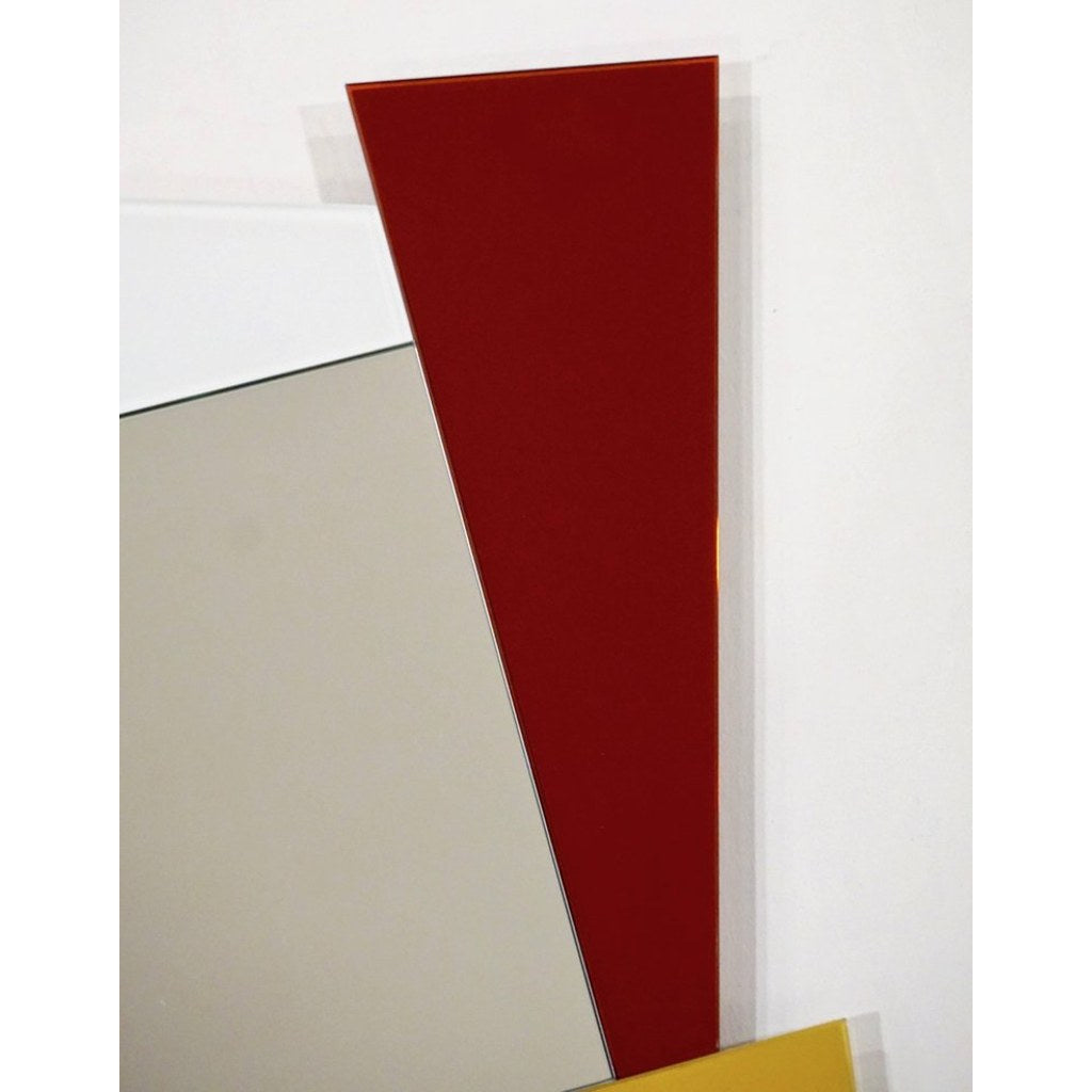 2007 Ettore Sottsass Geometric Mirror in White Red Orange Yellow for Glas Italia - Cosulich Interiors & Antiques