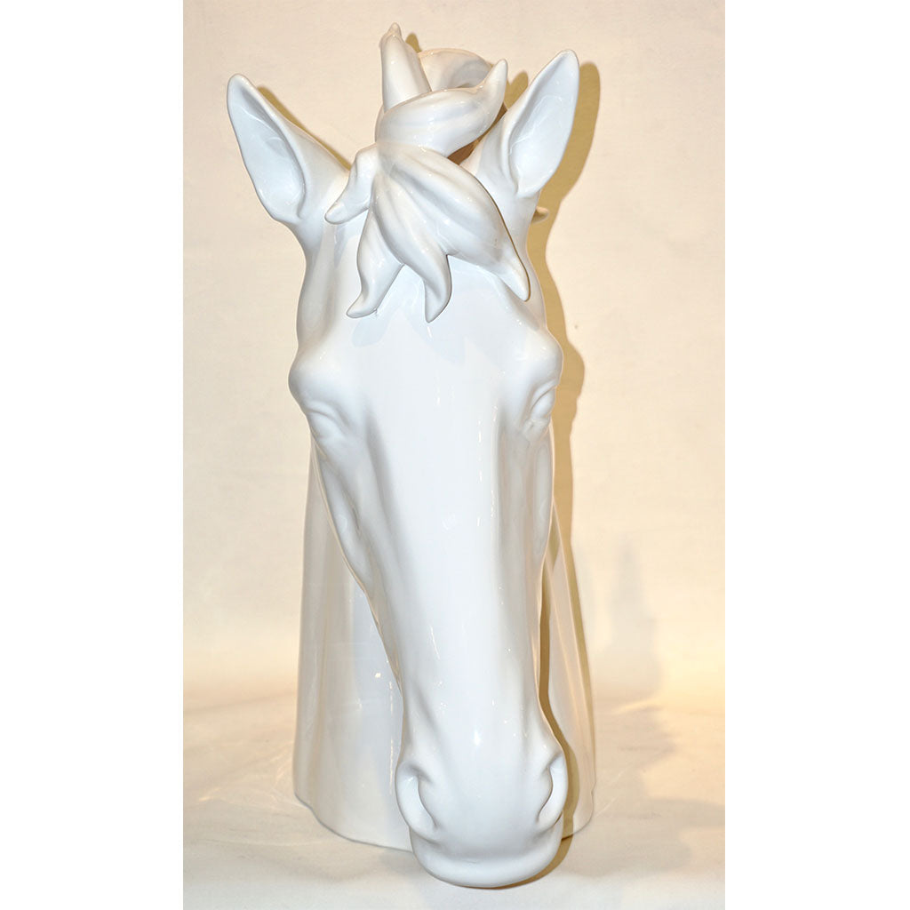 Modern Italian Design Oversized Black and White Ceramic Horse Head Sculptures - Cosulich Interiors & Antiques