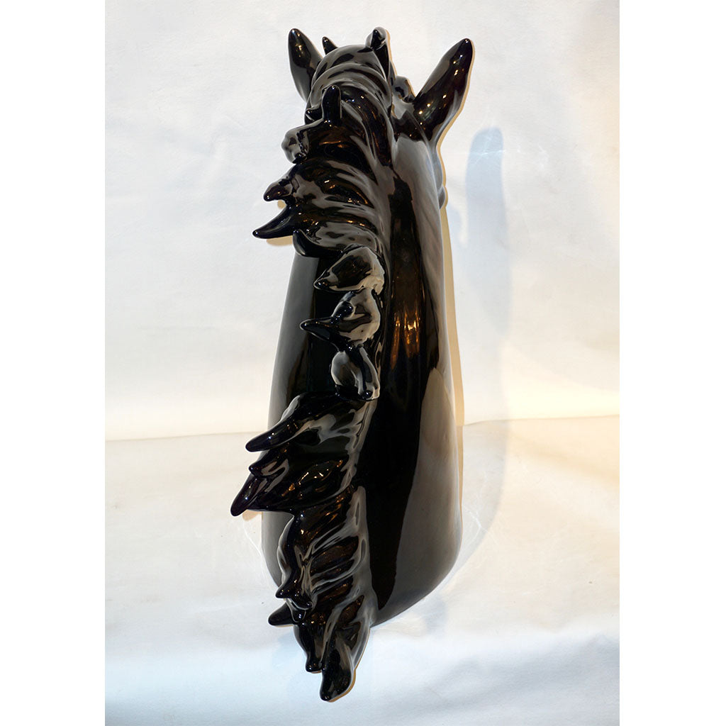 Modern Italian Design Oversized Black and White Ceramic Horse Head Sculptures - Cosulich Interiors & Antiques