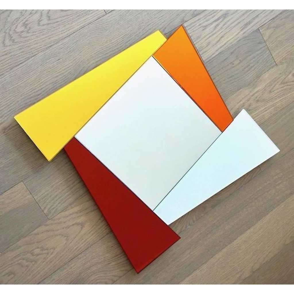2007 Ettore Sottsass Geometric Mirror in White Red Orange Yellow for Glas Italia - Cosulich Interiors & Antiques