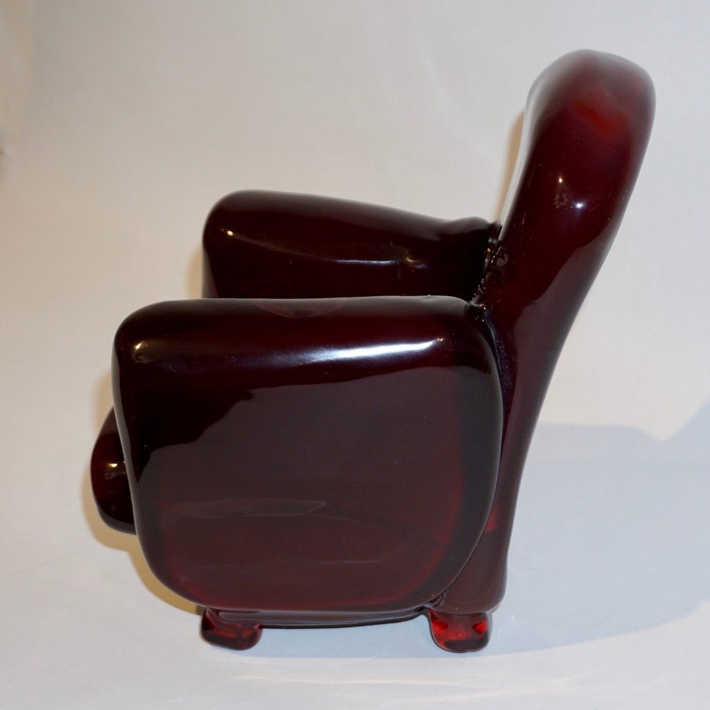 Pino Signoretto 1980s Italian Burgundy Red Murano Glass Miniature Armchair - Cosulich Interiors & Antiques