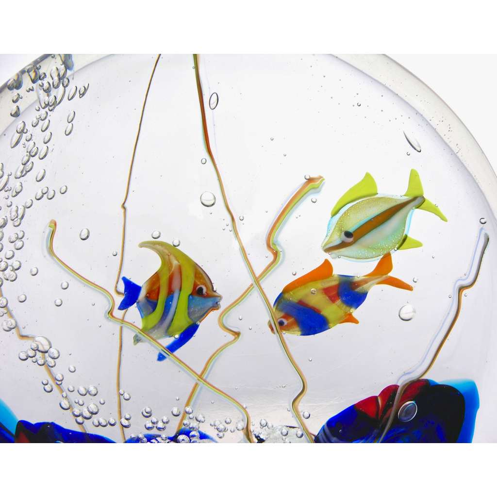 Alberto Dona 1980 Modern Blue Red Yellow Green Murano Glass Aquarium Sculpture - Cosulich Interiors & Antiques
