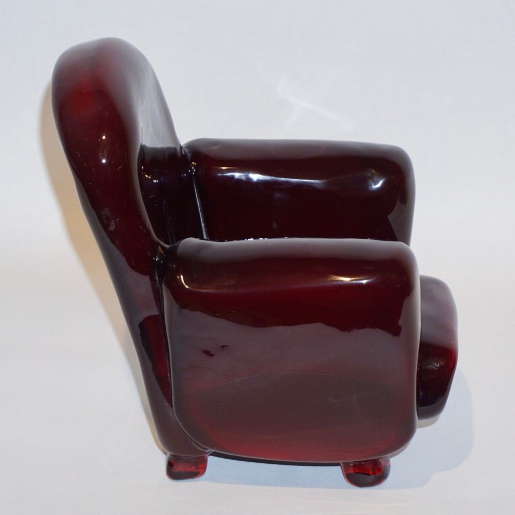 Pino Signoretto 1980s Italian Burgundy Red Murano Glass Miniature Armchair - Cosulich Interiors & Antiques