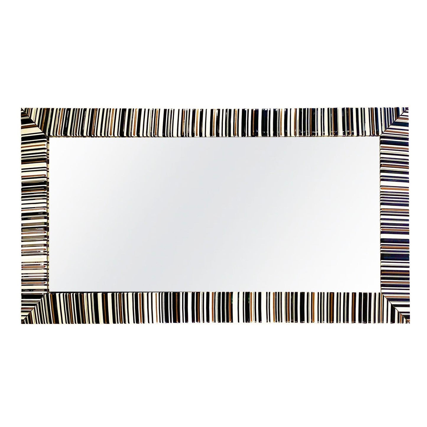 Contemporary Italian Black White Copper Geometric Murano Glass Modern Mirror
